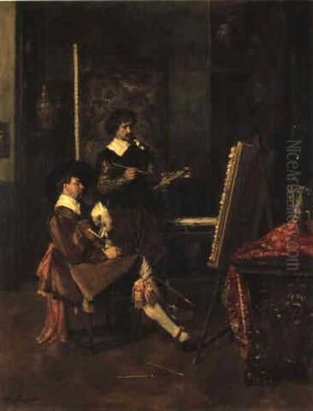 Besuch Im Atelier Oil Painting by Ferdinand Victor Leon Roybet