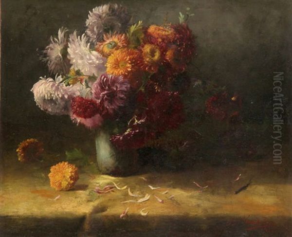 Nature Morte Aux Fleurs Oil Painting by Josef van de Roye