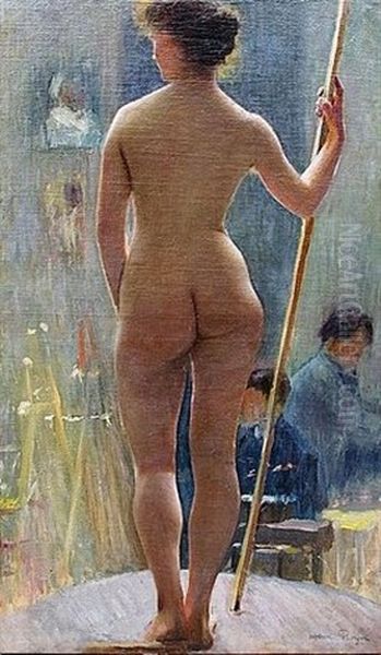 Nu Devant Les Peintres Oil Painting by Henri-Paul Royer