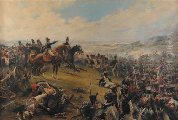 Attaque Du Corps Du Marechal Ney Contre Les Russes Au Matin De La Bataille De La Moskowa, Le 7 Septembre 1812 Oil Painting by Lionel Noel Royer