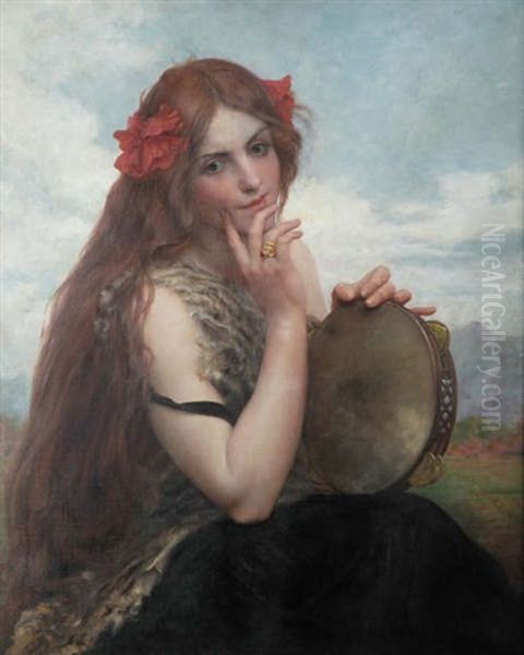 Tzigane Au Tambourin Oil Painting by Lionel Noel Royer