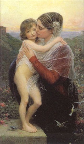 Femme Et Enfant Oil Painting by Lionel Noel Royer