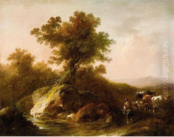 Landscapes With Herdsmen And Animals Oil Painting by Armand Both