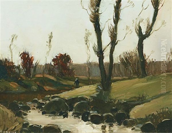 Figure By The Riverside Oil Painting by Arthur Dominique Rozaire