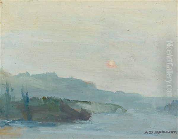 Tonal River Scene At Sunset Oil Painting by Arthur Dominique Rozaire