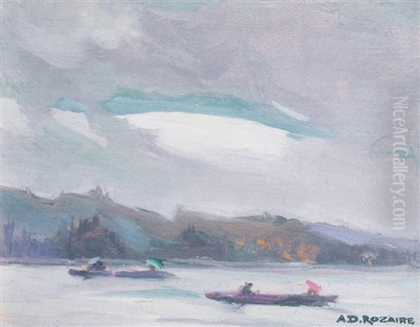 Boating On Lake Joseph Oil Painting by Arthur Dominique Rozaire