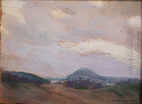 Landscape Under A Pink Sky Oil Painting by Arthur Dominique Rozaire