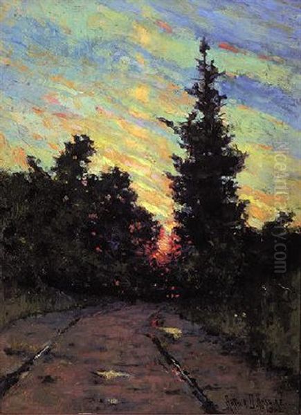 Forest Path At Sunrise by Arthur Dominique Rozaire