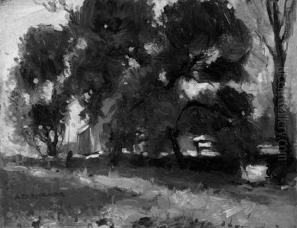 Trees, Figure And House Oil Painting by Arthur Dominique Rozaire