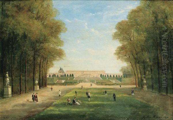 Promenade Dans Le Parc De Versailles Oil Painting by Jules Charles Rozier