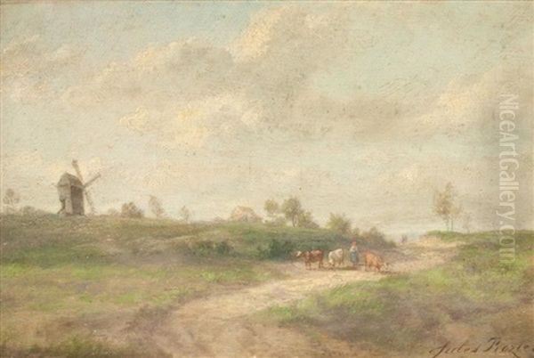 Paysage Au Moulin Oil Painting by Jules Charles Rozier