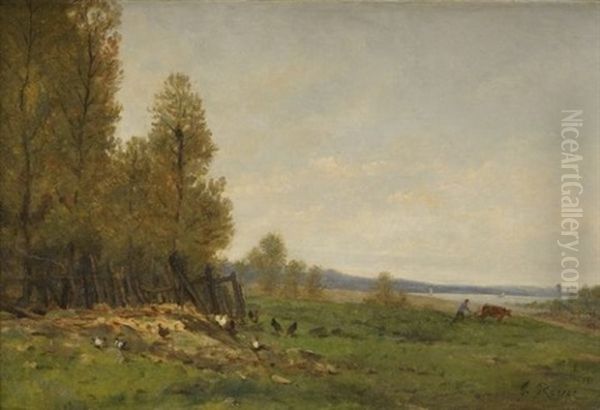 Vue D'une Basse Cour Oil Painting by Jules Charles Rozier