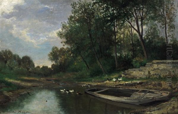 Enten Im Weiler Oil Painting by Jules Charles Rozier