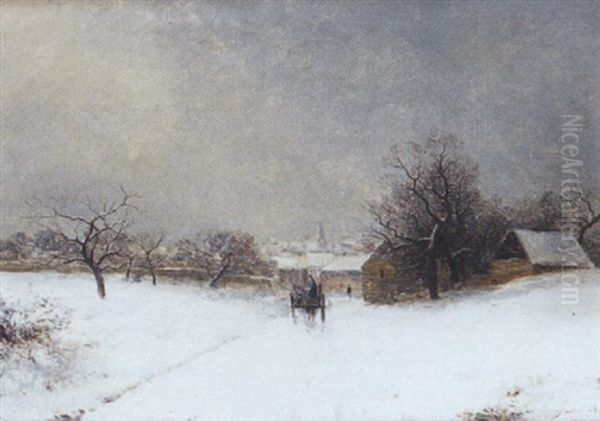 Paysage Sous La Neige Oil Painting by Jules Charles Rozier