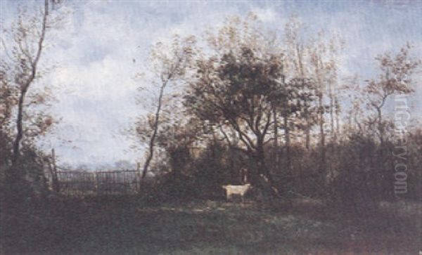 Le Berger Et Sa Chevre Oil Painting by Jules Charles Rozier