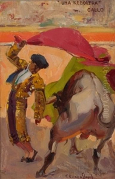 Una Rebolera, Gallo Oil Painting by Carlos Ruano Llopis