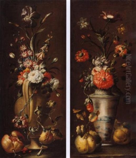 Vaso Con Fiori Oil Painting by Felice Rubbiani