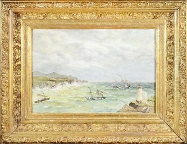 Marina Oil Painting by Ludwig Rubelli Von Sturmfest