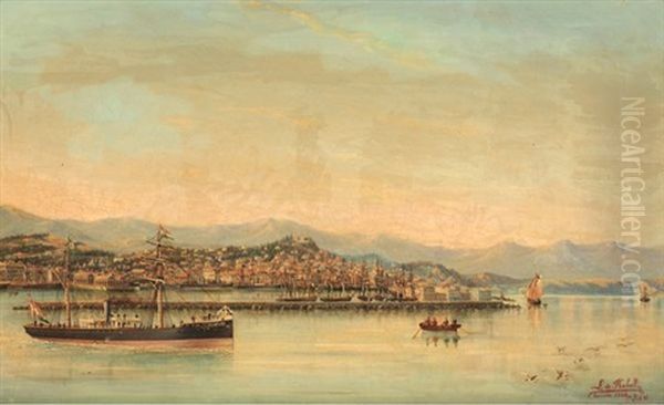 Gorizia Port, Italy Oil Painting by Ludwig Rubelli Von Sturmfest