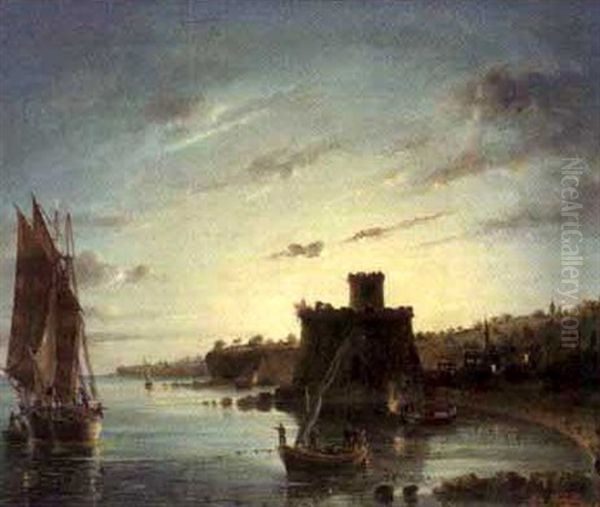 Nachtlicher Fischfang Oil Painting by Ludwig Rubelli Von Sturmfest