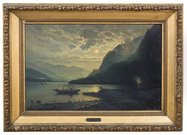 Notturno Sul Lago Oil Painting by Giuseppe De Rubelli