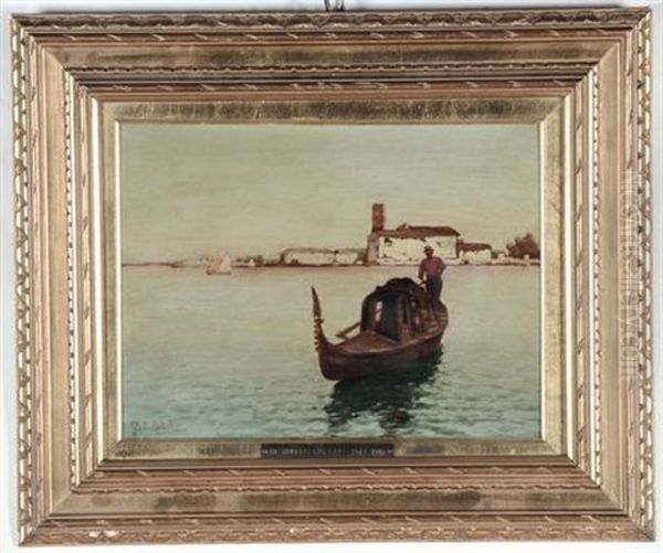 Gondola In Laguna Oil Painting by Giuseppe De Rubelli