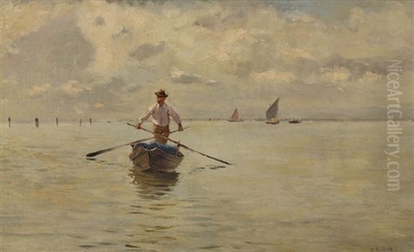 Fischerboot In Der Lagune Oil Painting by Franz Leo Ruben