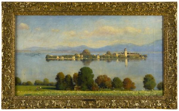 Podzimni Nalada Na Jezere Chiemsee Oil Painting by Franz Leo Ruben