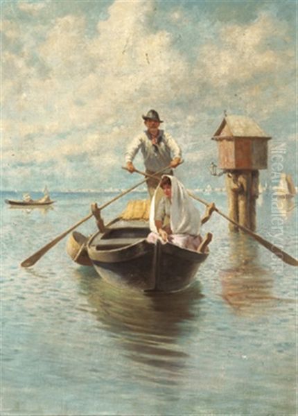 In Der Lagune Von Venedig Oil Painting by Franz Leo Ruben