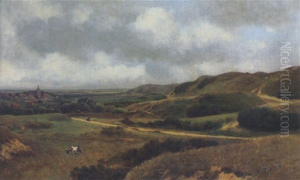 Hollandische Landschaft Bei Nordwijk Oil Painting by Franz Leo Ruben