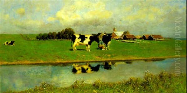 Weidelandschaft Oil Painting by Franz Leo Ruben