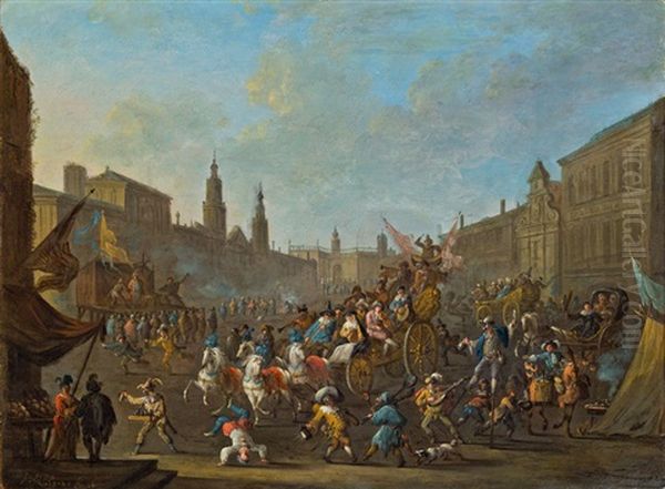 Karneval In Einer Stadt Oil Painting by Arnold Frans (Francesco) Rubens