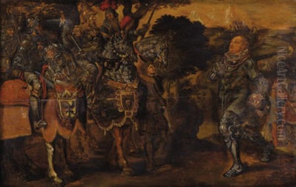 Meeting Of Two Military Companies Oil Painting by Arnold Frans (Francesco) Rubens