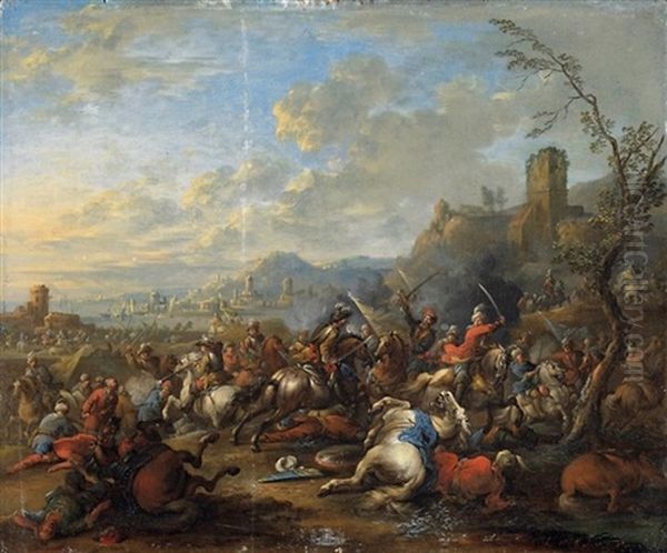 Reiterschlacht Wahrend Der Turkenkriege Oil Painting by Arnold Frans (Francesco) Rubens