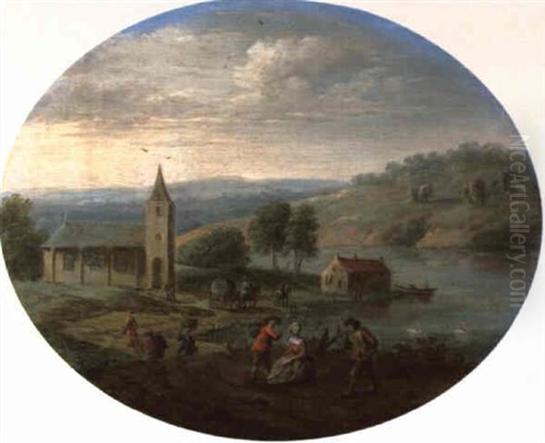 Fluslandschaft Mit Kirche Oil Painting by Arnold Frans (Francesco) Rubens