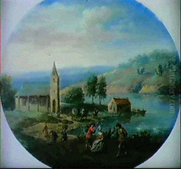 Flusslandschaft Mit Kirche Oil Painting by Arnold Frans (Francesco) Rubens