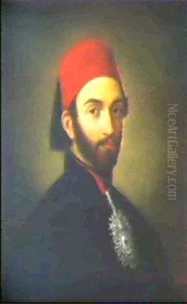 Portrait De Sultan Abdul-medjid Khan, Peint D'apres Nature  A Constantinople Oil Painting by Luigi Rubio