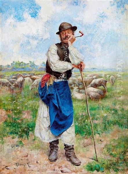 Shepherd With A Pipe Oil Painting by Mark Rubovics