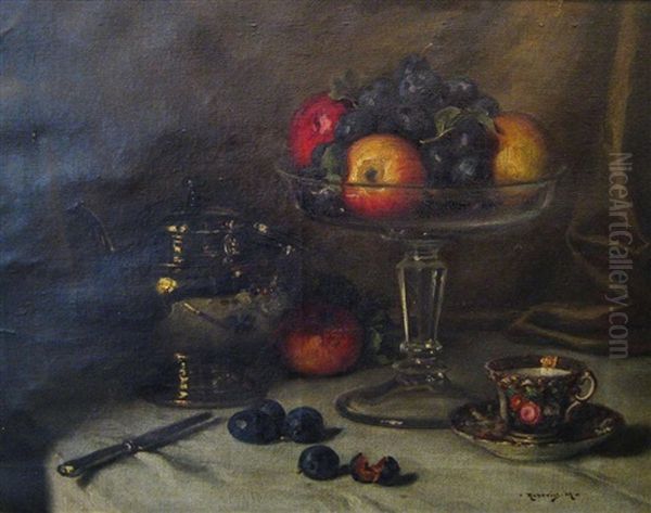 Still Life And Fruit Oil Painting by Mark Rubovics