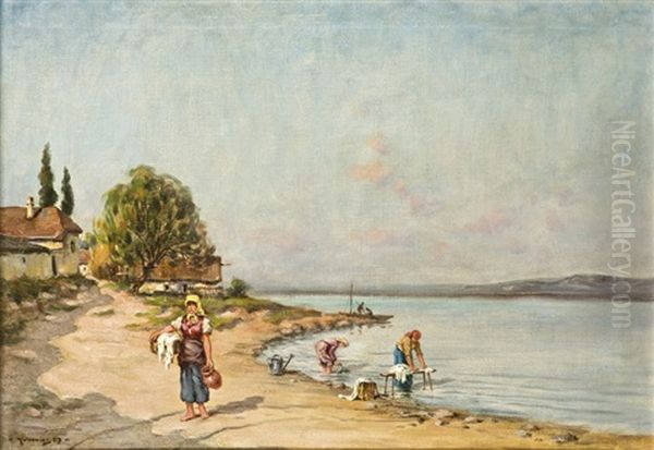 Balatonpart Oil Painting by Mark Rubovics