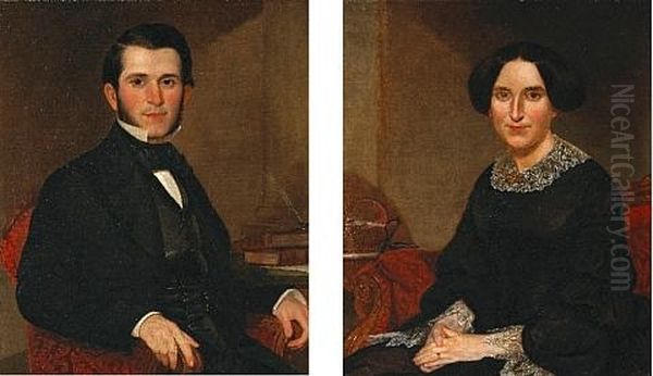 Portrait Of A Gentlemen (+ Portrait Of A Lady; Pair) Oil Painting by Thomas Coke Ruckle