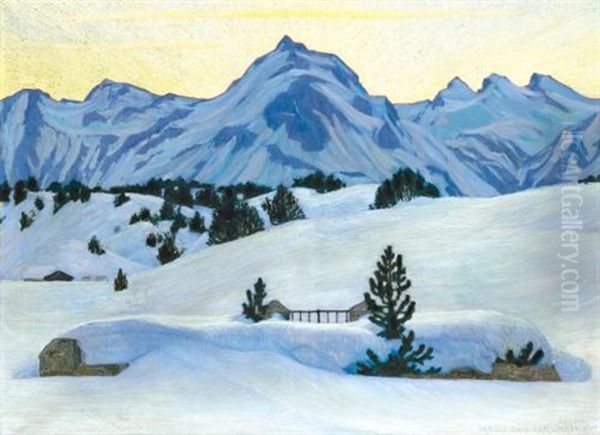 Winterlandschaft Bei Maloja (winter Landscape Near Maloja) Oil Painting by Walter Von Ruckteschell