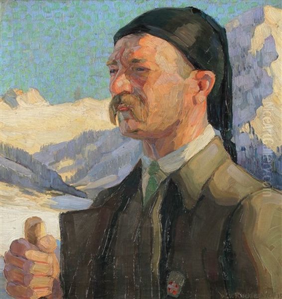 Bergfuhrer Im Engadin Oil Painting by Walter Von Ruckteschell