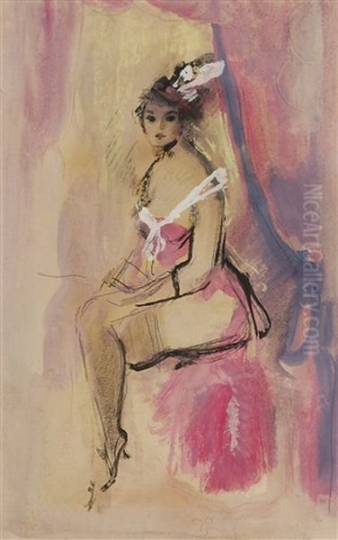 Lady In Pink Oil Painting by Konstantin Ivanovich Rudakov