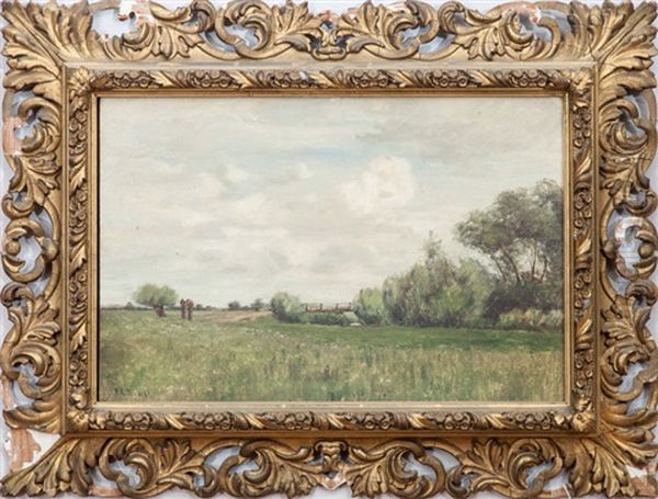 Landscape With Footbridge Oil Painting by Peter Edward Rudell