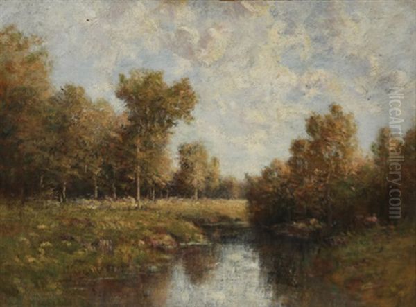 River Landscape Oil Painting by Peter Edward Rudell