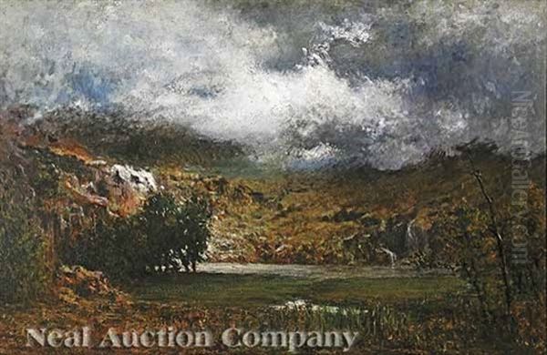 Waterfall In The Highlands Oil Painting by Peter Edward Rudell