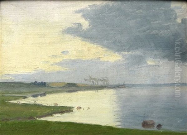 Fjorden Nedenfor Ballegaard Oil Painting by Albert Ruedinger