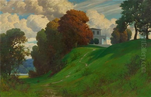 Haus In Idyllischer Landschaft Oil Painting by Eduard Ruedisuehli