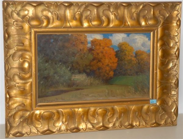 Baumbestandene, Herbstliche Landschaft Oil Painting by Eduard Ruedisuehli